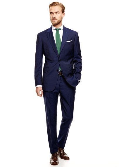 navy blue suit green tie
